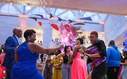 Guests dance and celebrate during a lively event at the National Gallery of Art in Washington, DC.
