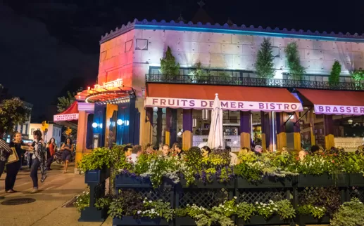 Nighttime patio dining at Le Diplomate on 14th Street - Stephen Starr Restaurant in Washington, DC
